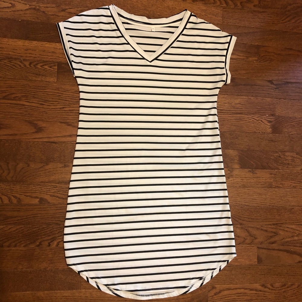 Polyester Striped T-Shirt Dress!